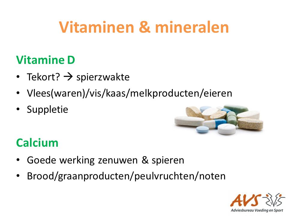 Vitaminen & mineralen Vitamine D Calcium Tekort  spierzwakte