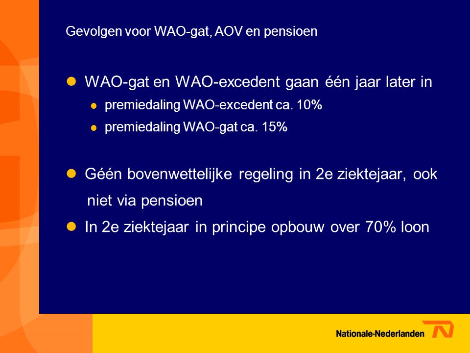 Gevolgen voor WAO-gat, AOV en pensioen