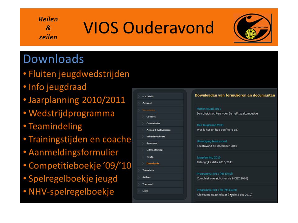 VIOS Ouderavond Downloads Fluiten jeugdwedstrijden Info jeugdraad