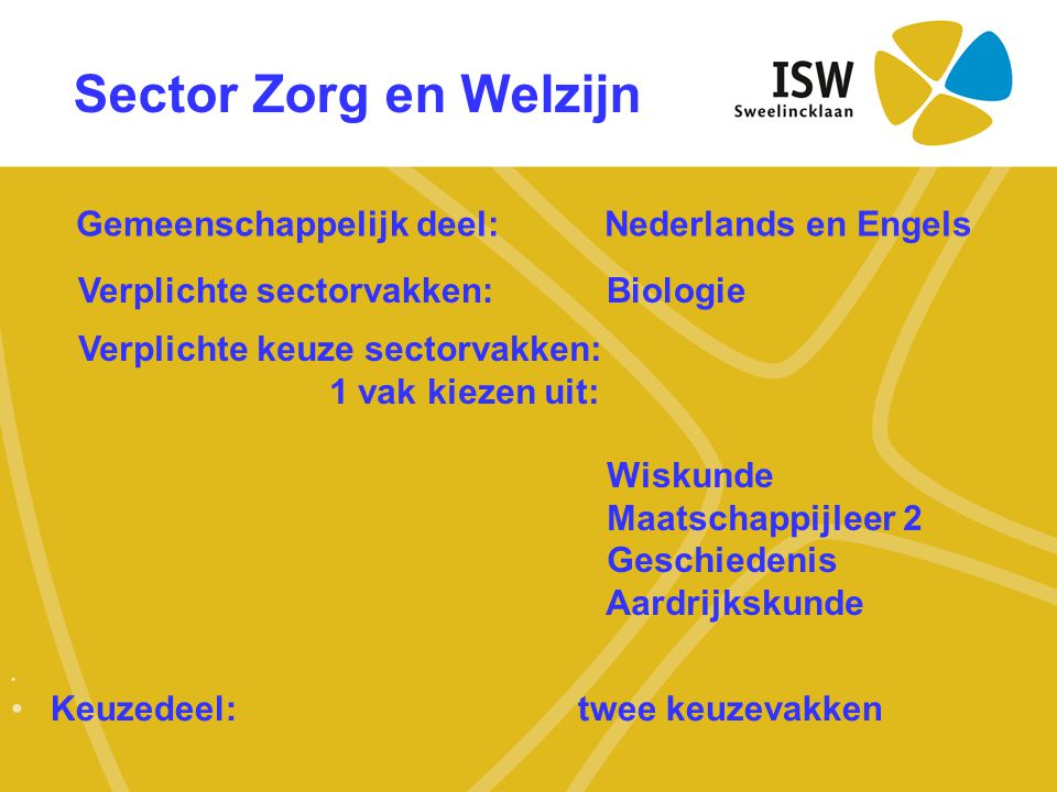 Sector Zorg en Welzijn Gemeenschappelijk deel: Nederlands en Engels
