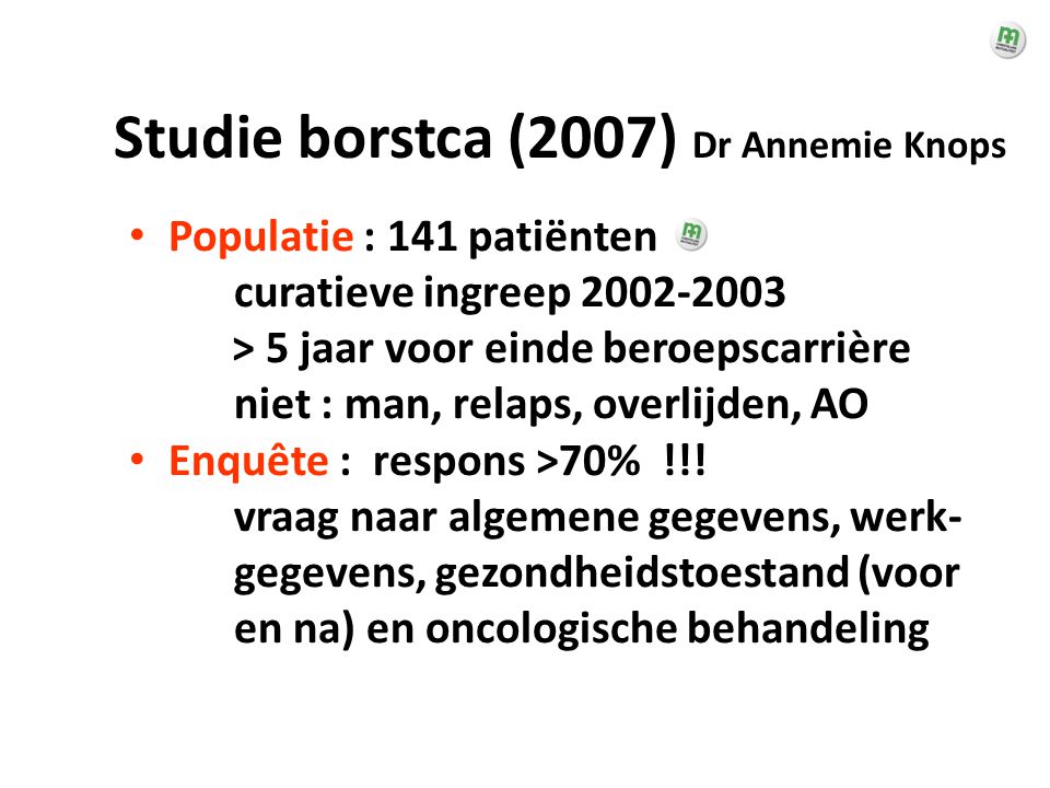 Studie borstca (2007) Dr Annemie Knops