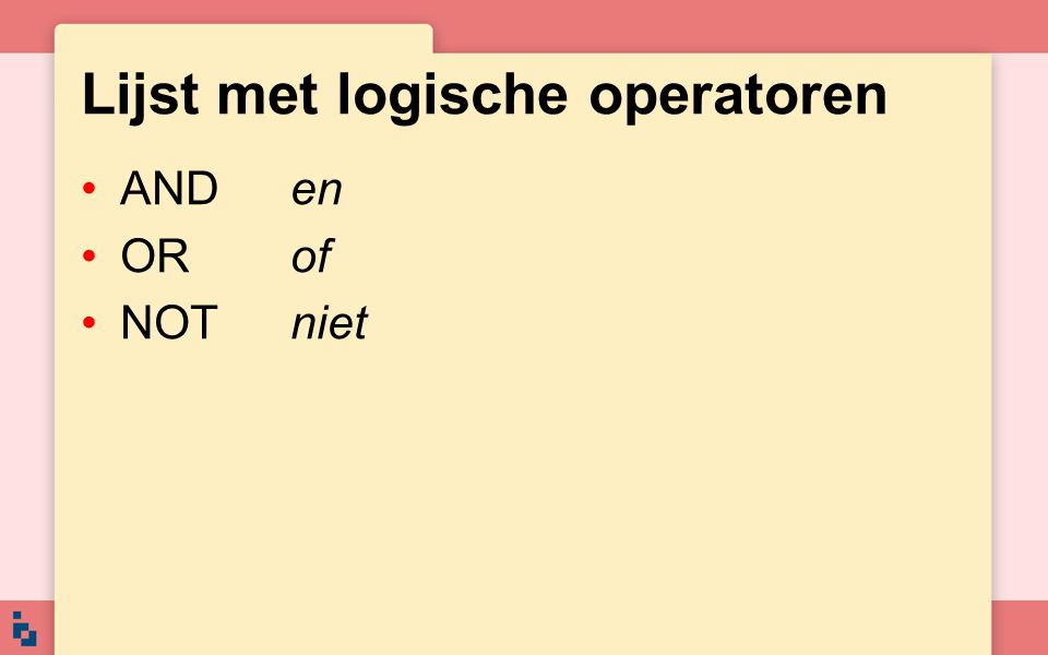 Lijst met logische operatoren