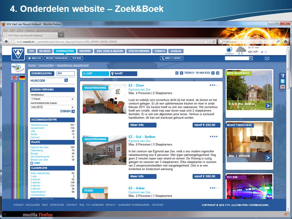 4. Onderdelen website – Zoek&Boek