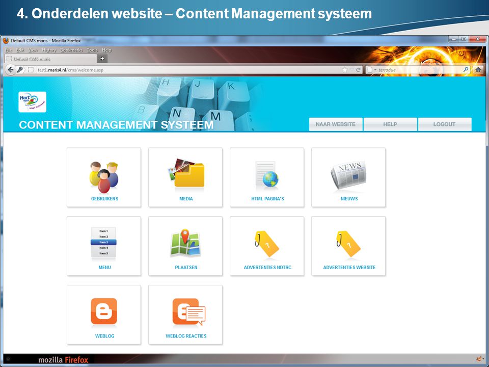 4. Onderdelen website – Content Management systeem