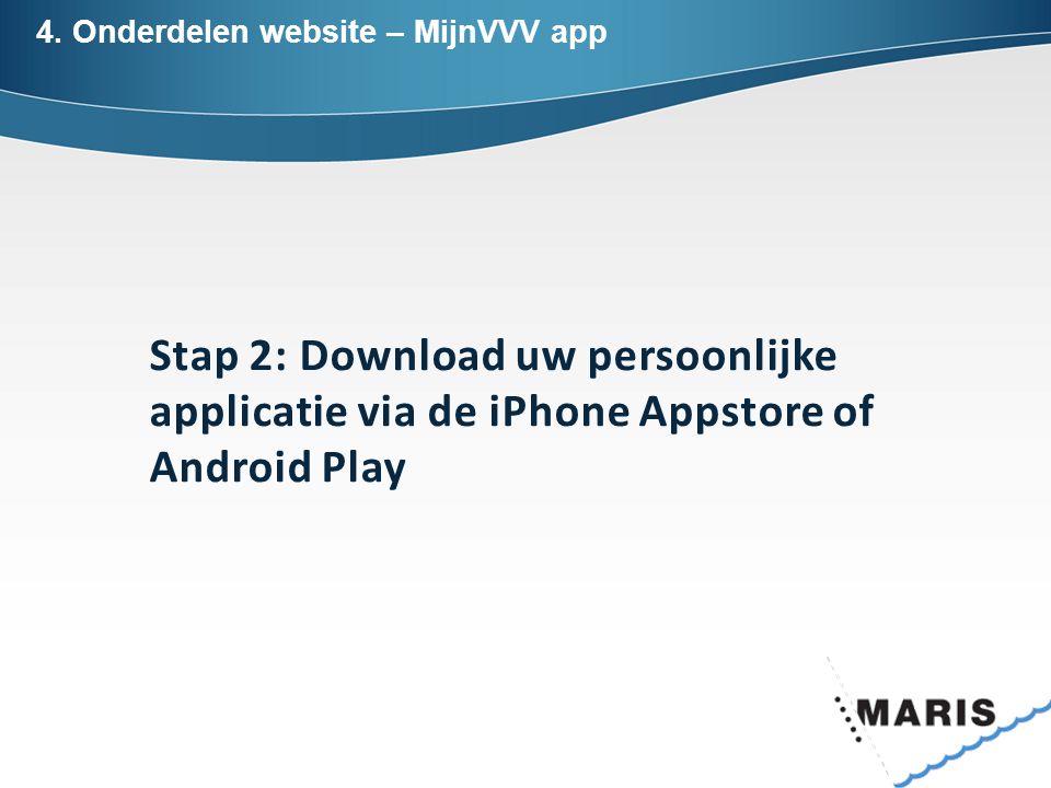 4. Onderdelen website – MijnVVV app