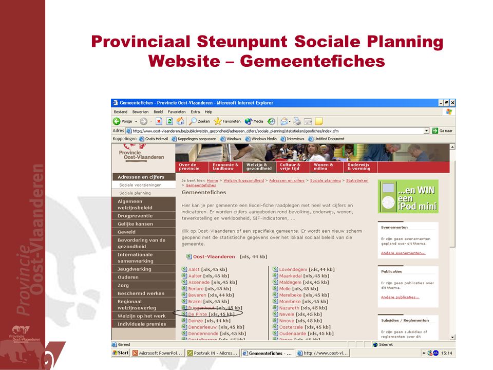 Provinciaal Steunpunt Sociale Planning Website – Gemeentefiches