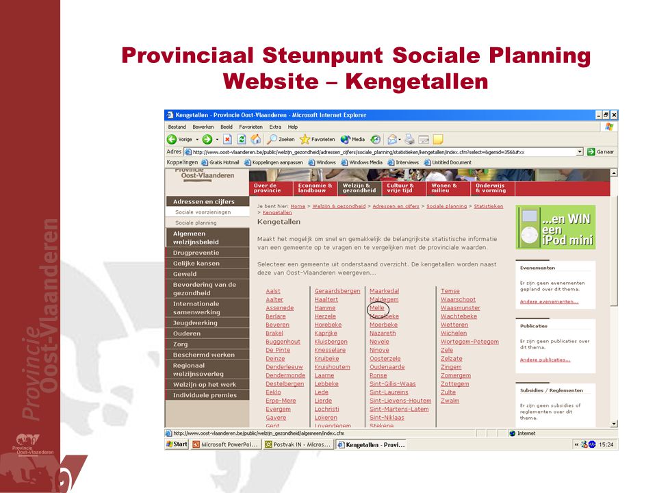 Provinciaal Steunpunt Sociale Planning Website – Kengetallen