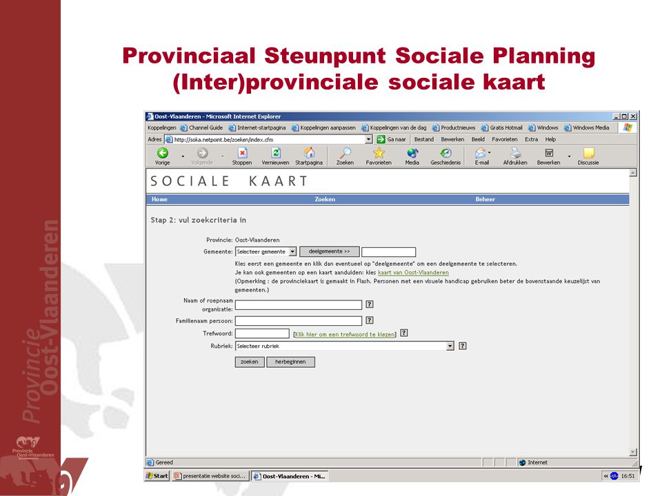 Provinciaal Steunpunt Sociale Planning (Inter)provinciale sociale kaart