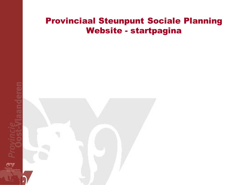 Provinciaal Steunpunt Sociale Planning Website - startpagina