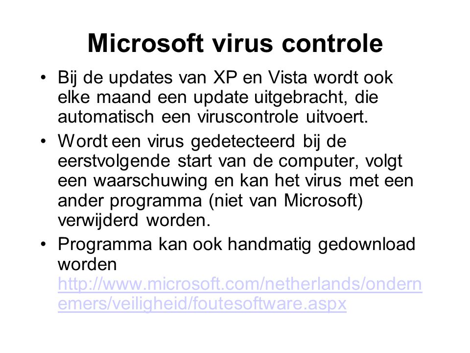 Microsoft virus controle