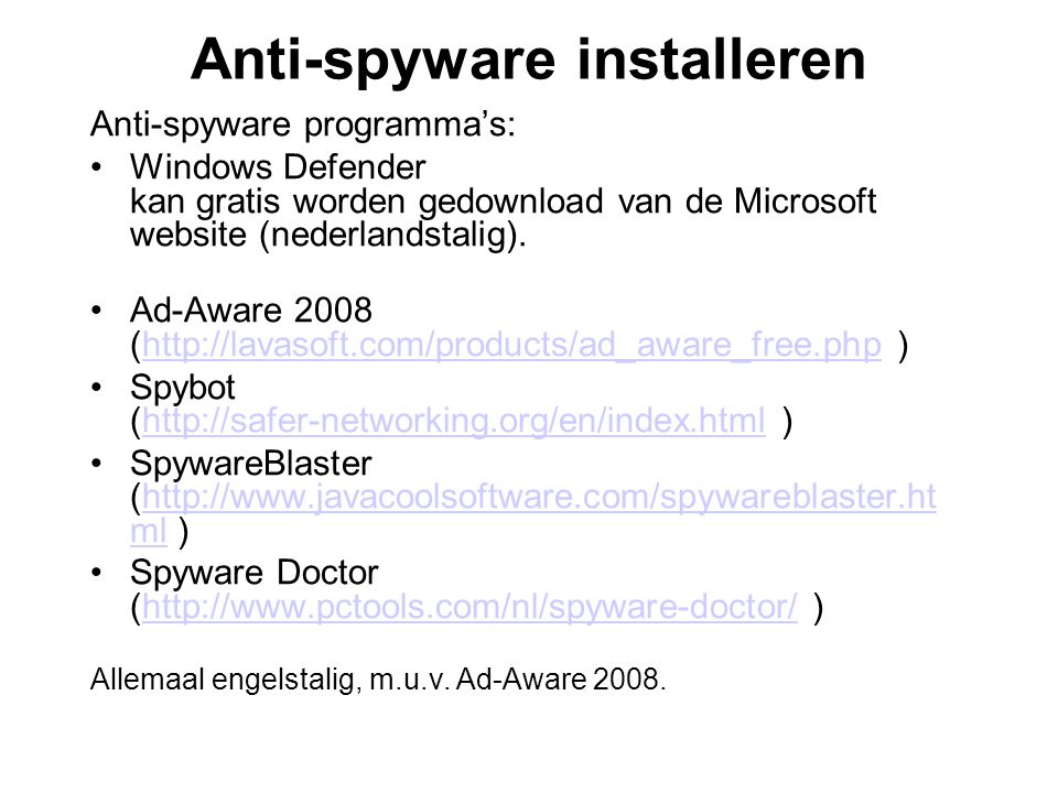 Anti-spyware installeren