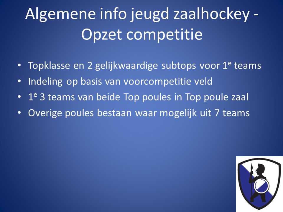 Algemene info jeugd zaalhockey - Opzet competitie