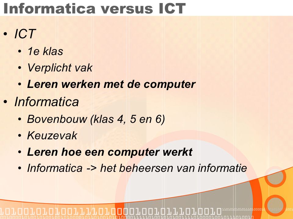 Informatica versus ICT