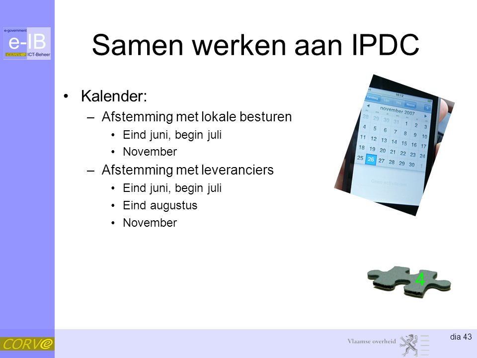 Samen werken aan IPDC 4 Kalender: Afstemming met lokale besturen