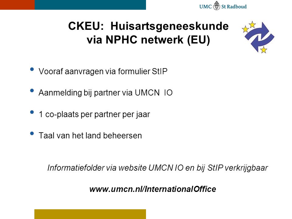 CKEU: Huisartsgeneeskunde via NPHC netwerk (EU)