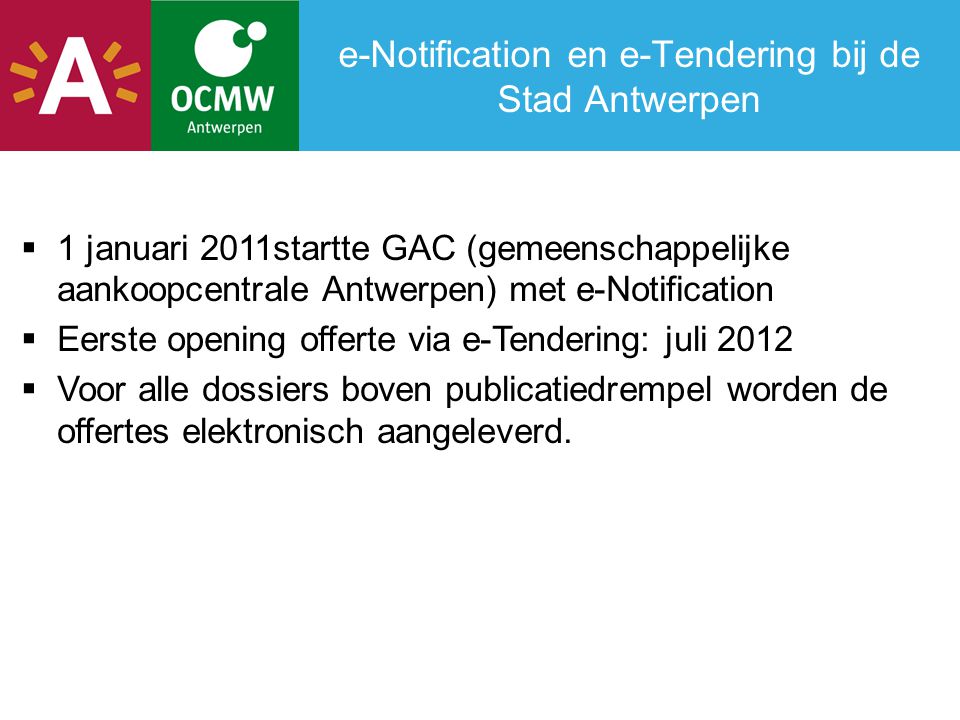 e-Notification en e-Tendering bij de Stad Antwerpen