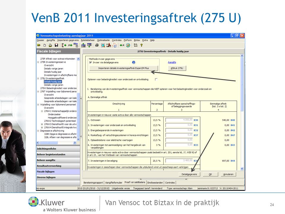 VenB 2011 Investeringsaftrek (275 U)