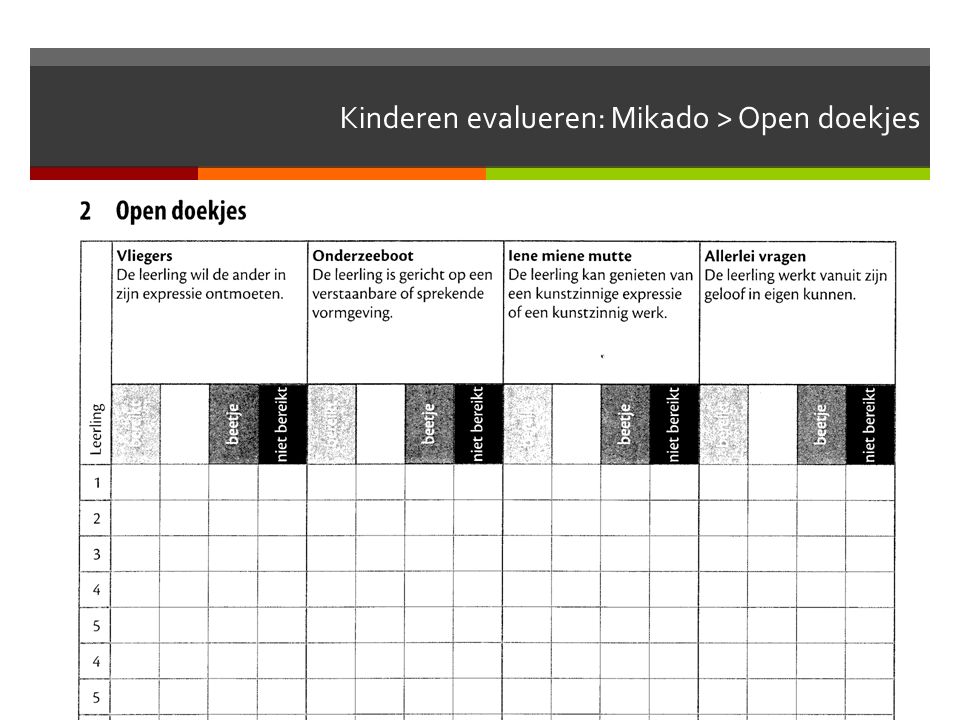 Kinderen evalueren: Mikado > Open doekjes