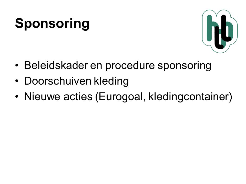 Sponsoring Beleidskader en procedure sponsoring Doorschuiven kleding