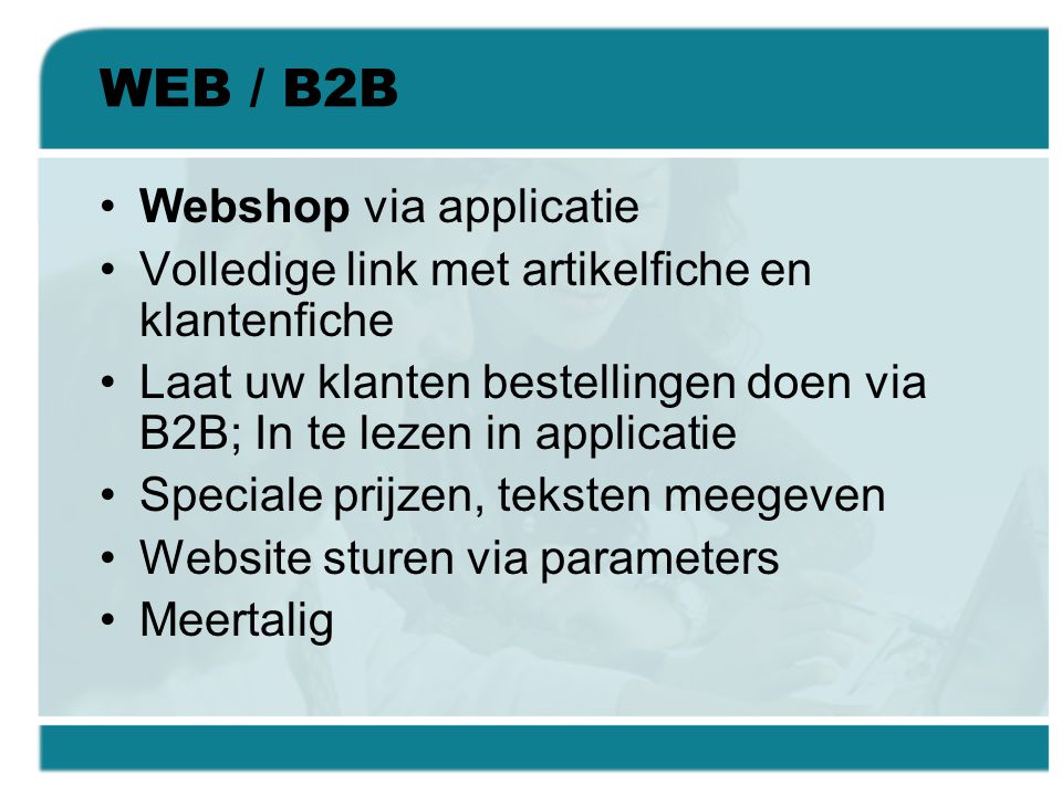 WEB / B2B Webshop via applicatie