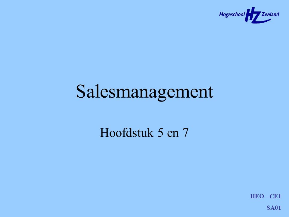 Salesmanagement Hoofdstuk 5 en 7