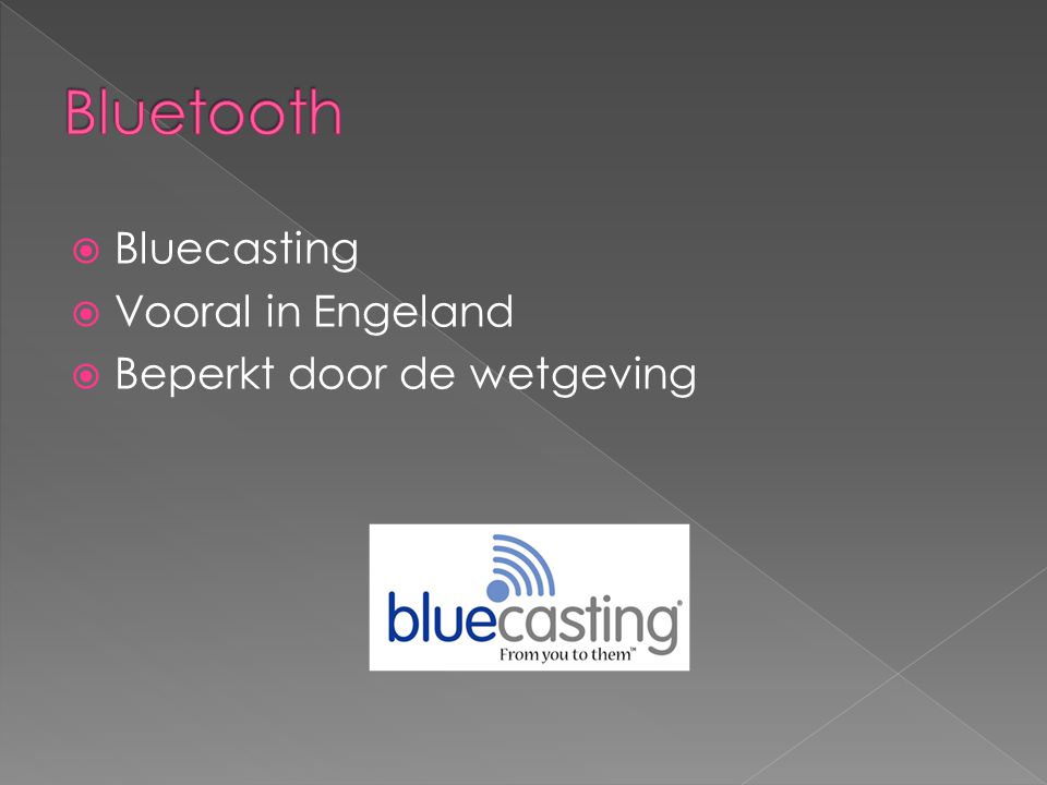 Bluetooth Bluecasting Vooral in Engeland Beperkt door de wetgeving