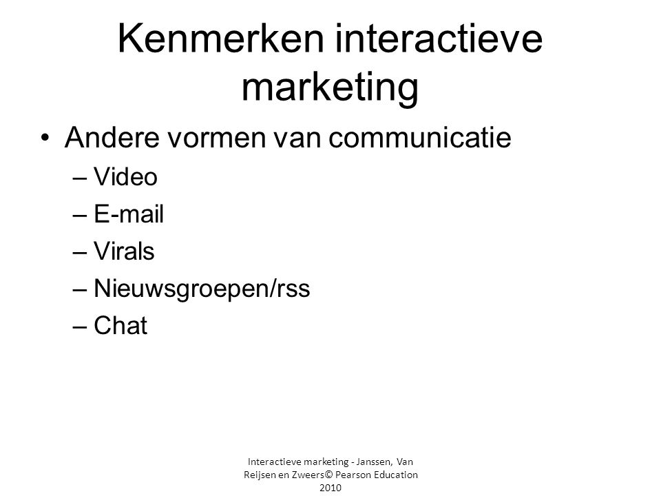 Kenmerken interactieve marketing
