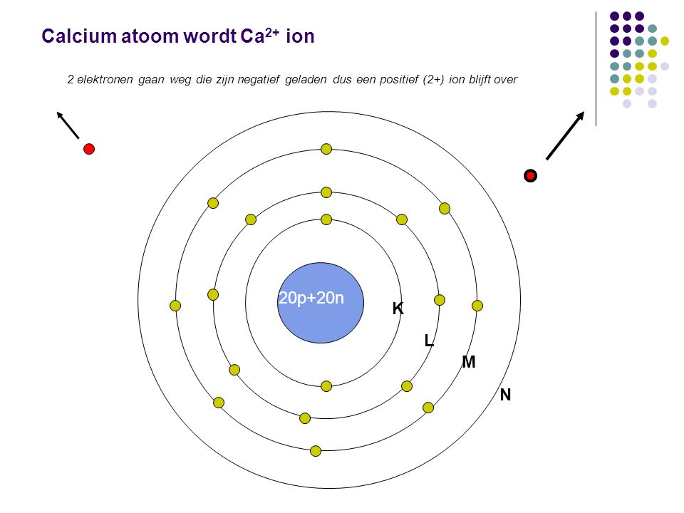Calcium atoom wordt Ca2+ ion