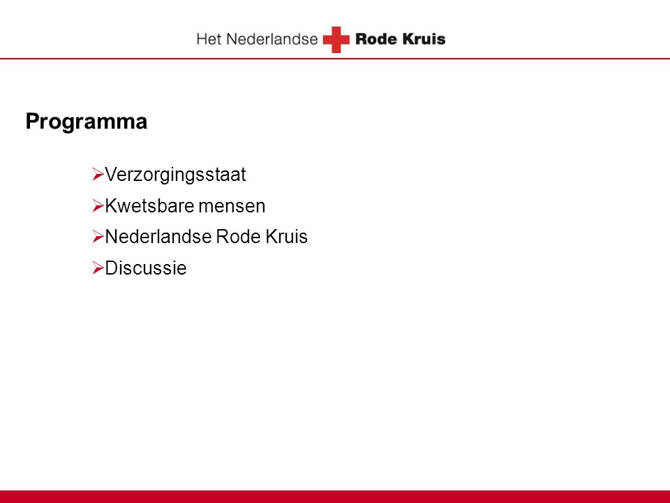 Programma Verzorgingsstaat Kwetsbare mensen Nederlandse Rode Kruis
