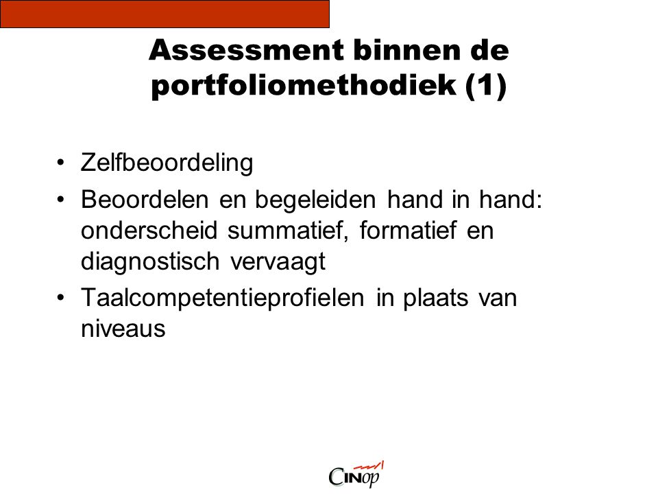 Assessment binnen de portfoliomethodiek (1)