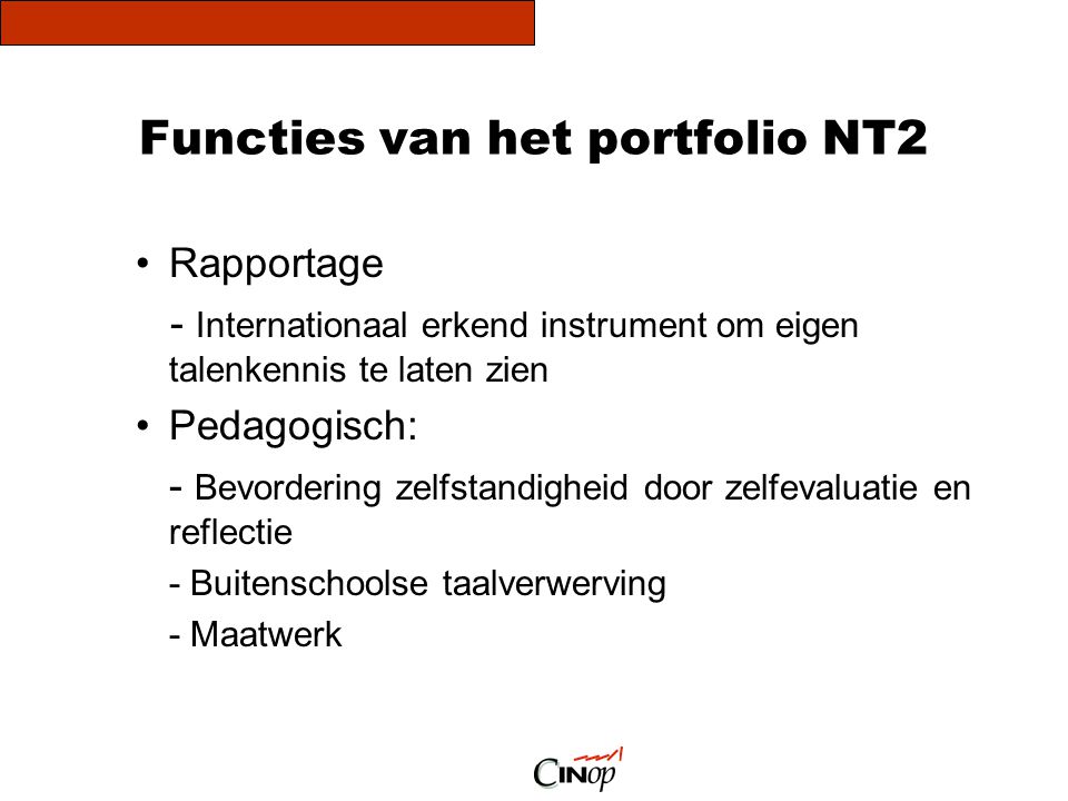 Functies van het portfolio NT2