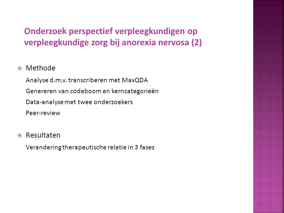 Onderzoek perspectief verpleegkundigen op verpleegkundige zorg bij anorexia nervosa (2)