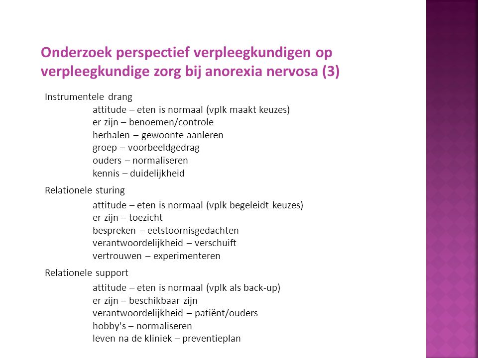 Onderzoek perspectief verpleegkundigen op verpleegkundige zorg bij anorexia nervosa (3)