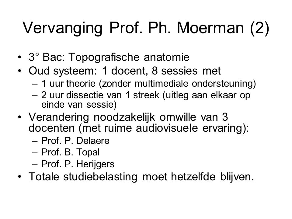 Vervanging Prof. Ph. Moerman (2)