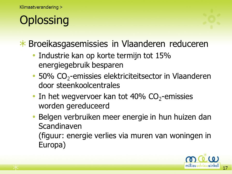 Oplossing Broeikasgasemissies in Vlaanderen reduceren