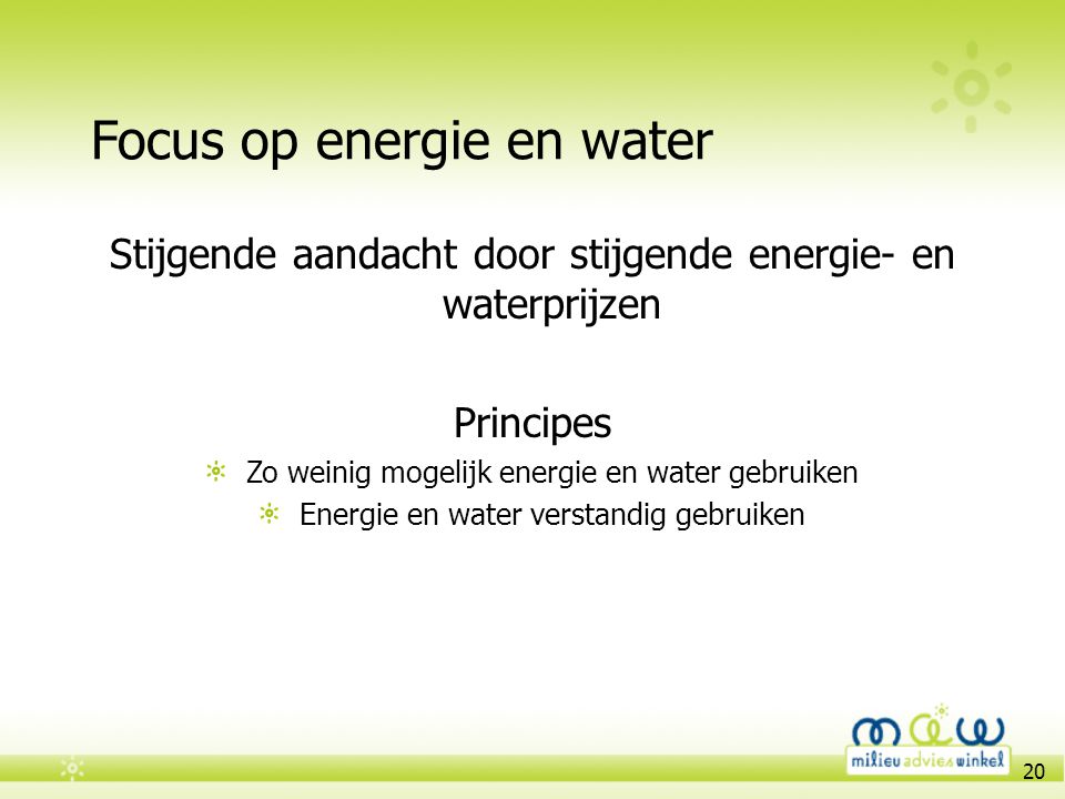 Focus op energie en water