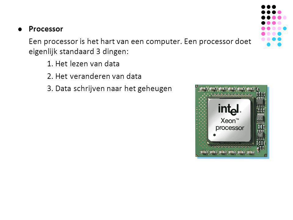 Processor Een processor is het hart van een computer. Een processor doet eigenlijk standaard 3 dingen: