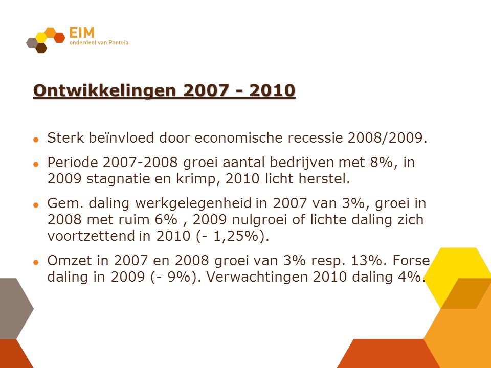 Ontwikkelingen Sterk beïnvloed door economische recessie 2008/2009.