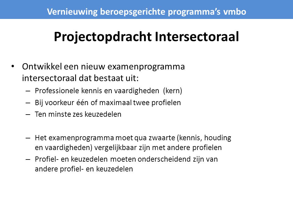 Projectopdracht Intersectoraal
