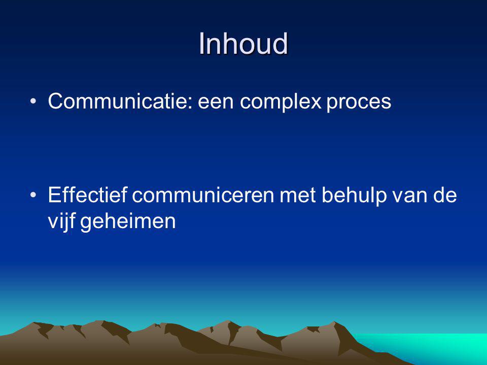 Inhoud Communicatie: een complex proces