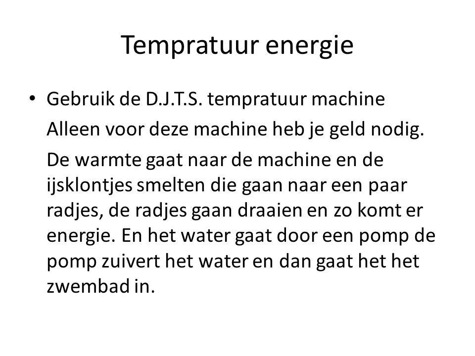 Tempratuur energie Gebruik de D.J.T.S. tempratuur machine