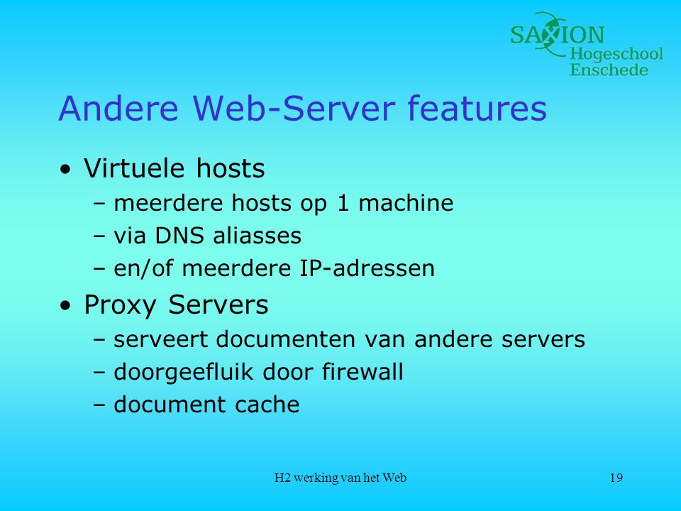 Andere Web-Server features