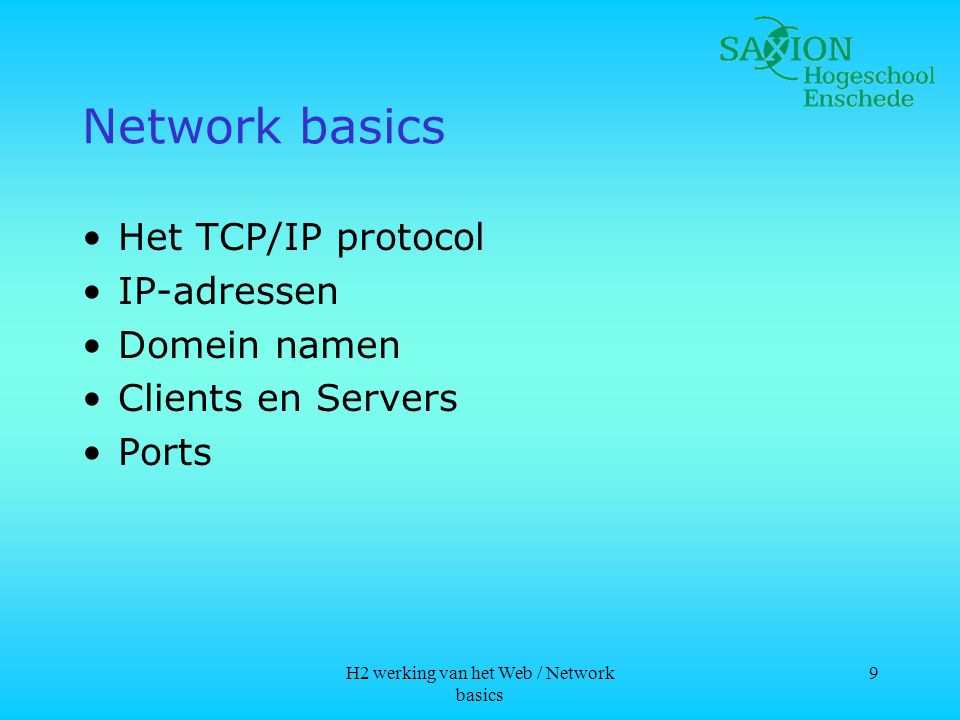 H2 werking van het Web / Network basics