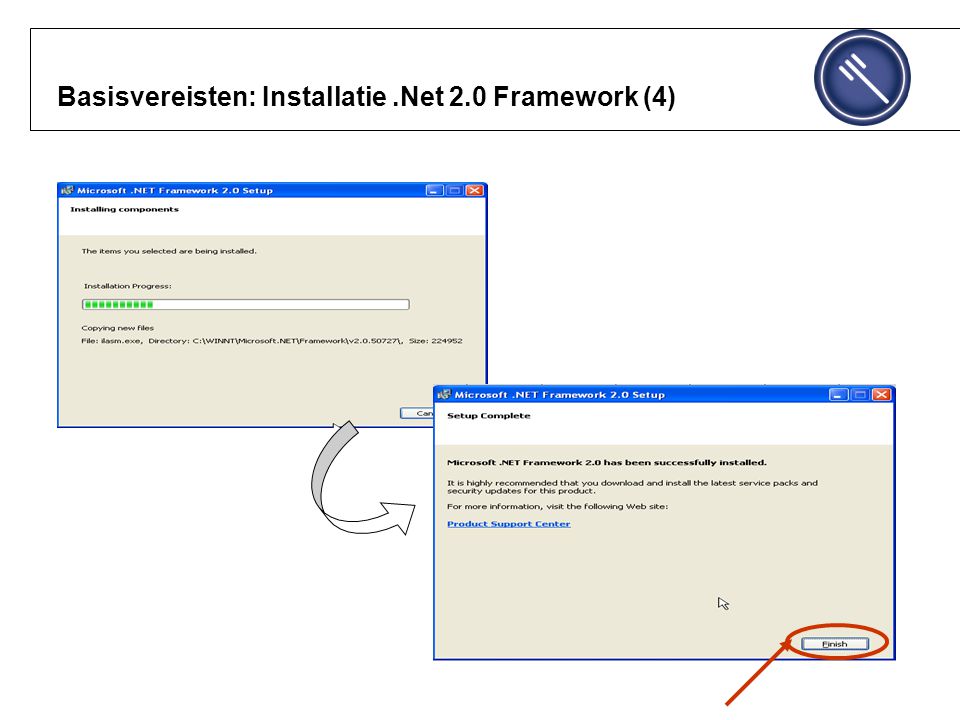 Basisvereisten: Installatie .Net 2.0 Framework (4)