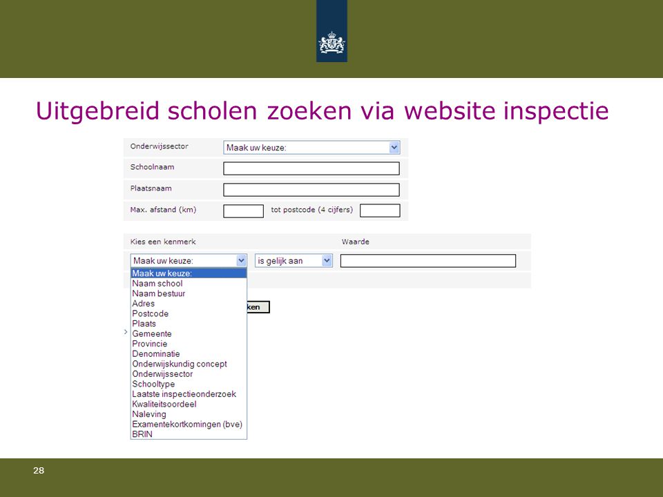 Uitgebreid scholen zoeken via website inspectie