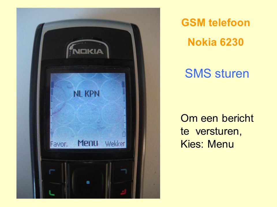 SMS sturen GSM telefoon Nokia 6230 Om een bericht te versturen,