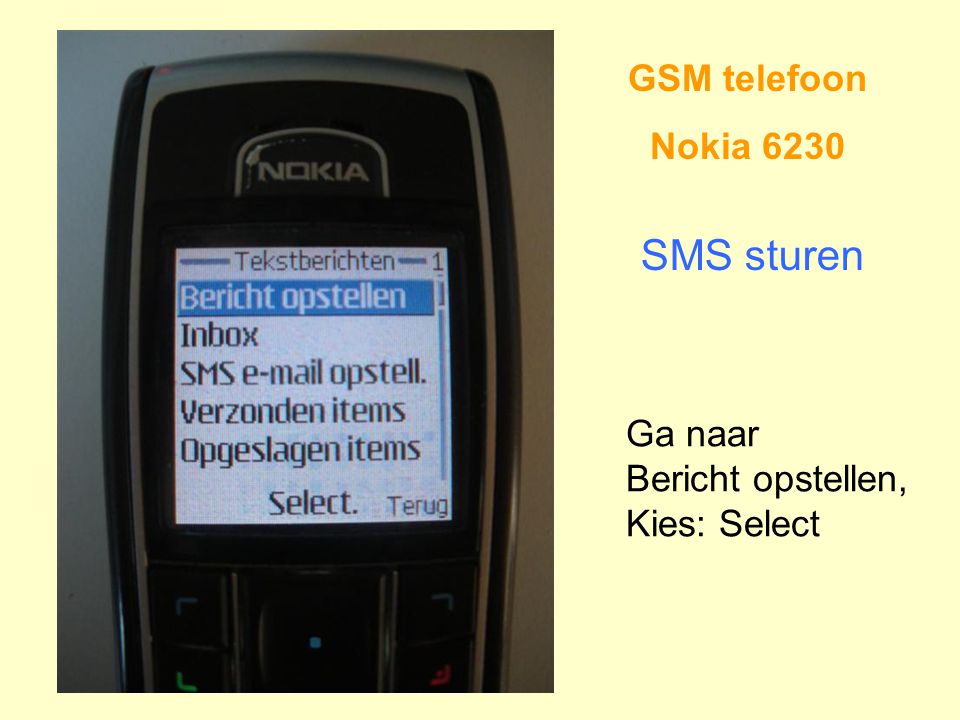 SMS sturen GSM telefoon Nokia 6230 Ga naar Bericht opstellen,