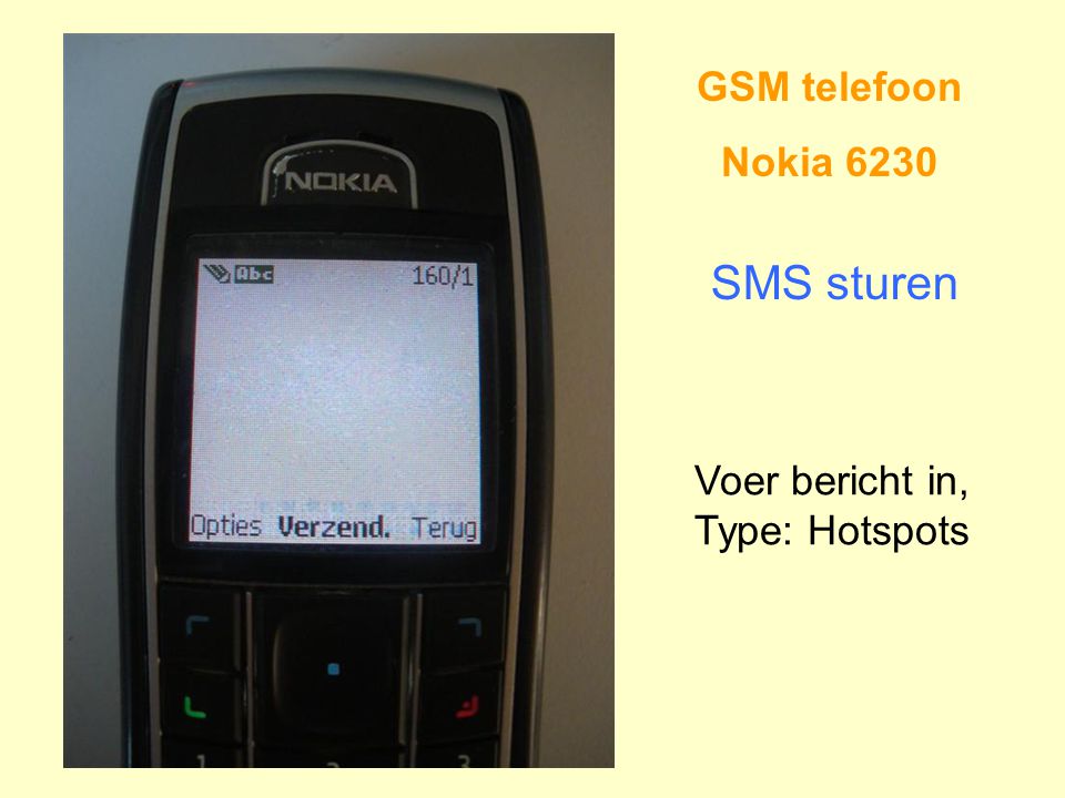 GSM telefoon Nokia 6230 SMS sturen Voer bericht in, Type: Hotspots