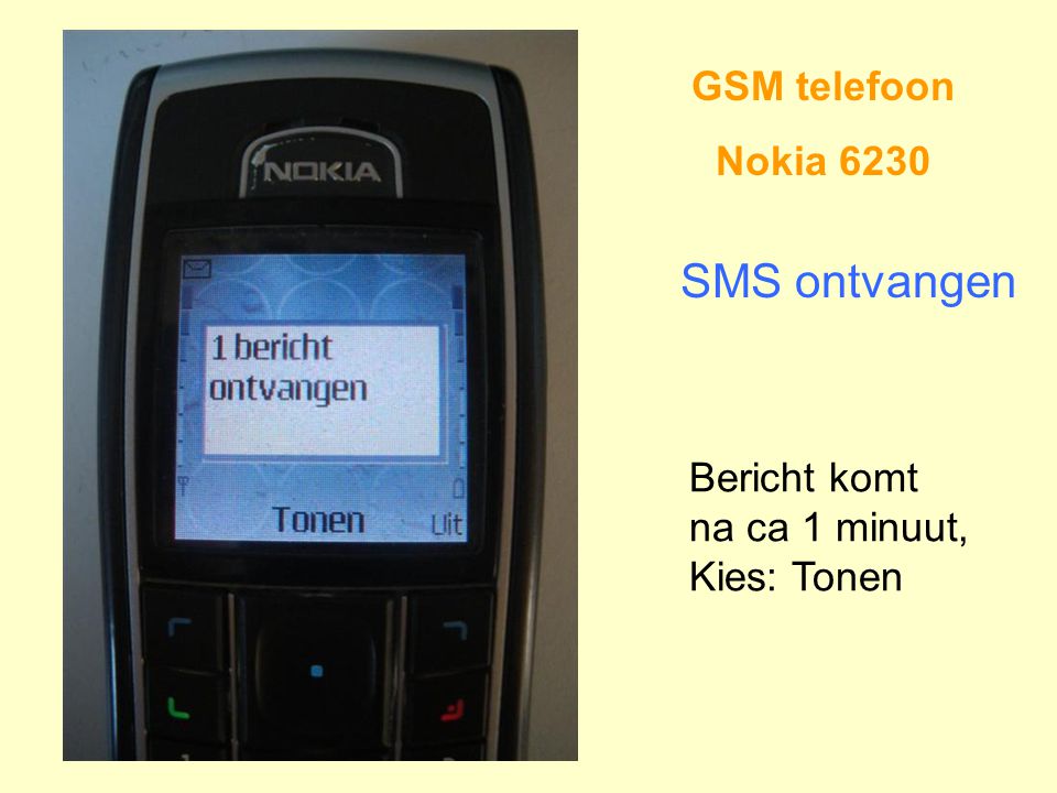 SMS ontvangen GSM telefoon Nokia 6230 Bericht komt na ca 1 minuut,