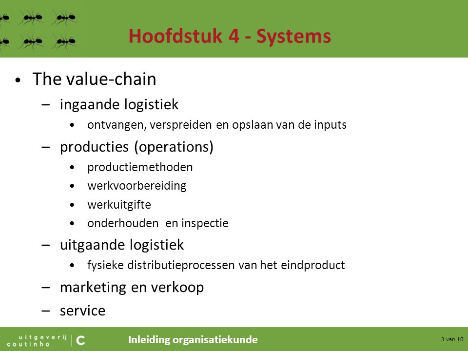 Hoofdstuk 4 - Systems The value-chain ingaande logistiek